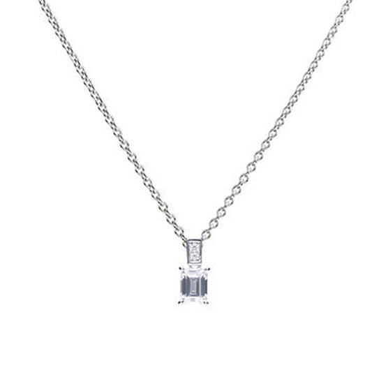 Diamonfire Silver Emerald Cut Cubic Zirconia Pendant & Chain Necklace