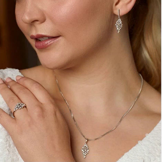 Diamonfire Silver Cubic Zirconia Scatter Pendant & Chain Necklace