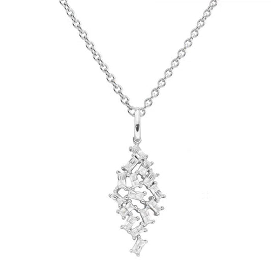 Diamonfire Silver Cubic Zirconia Scatter Pendant & Chain Necklace