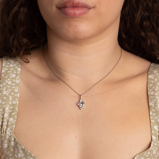 Diamonfire Silver Multi Cut Scattered Cubic Zirconia Pendant & Chain Necklace