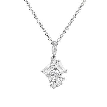 Diamonfire Silver Multi Cut Scattered Cubic Zirconia Pendant & Chain Necklace