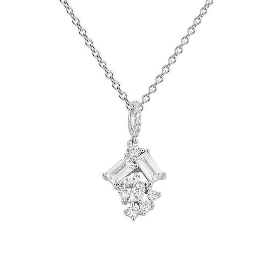 Diamonfire Silver Multi Cut Scattered Cubic Zirconia Pendant & Chain Necklace