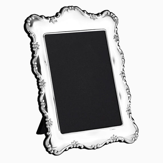 Sterling Silver 7X5" Floral Edge Velvet Back Photoframe