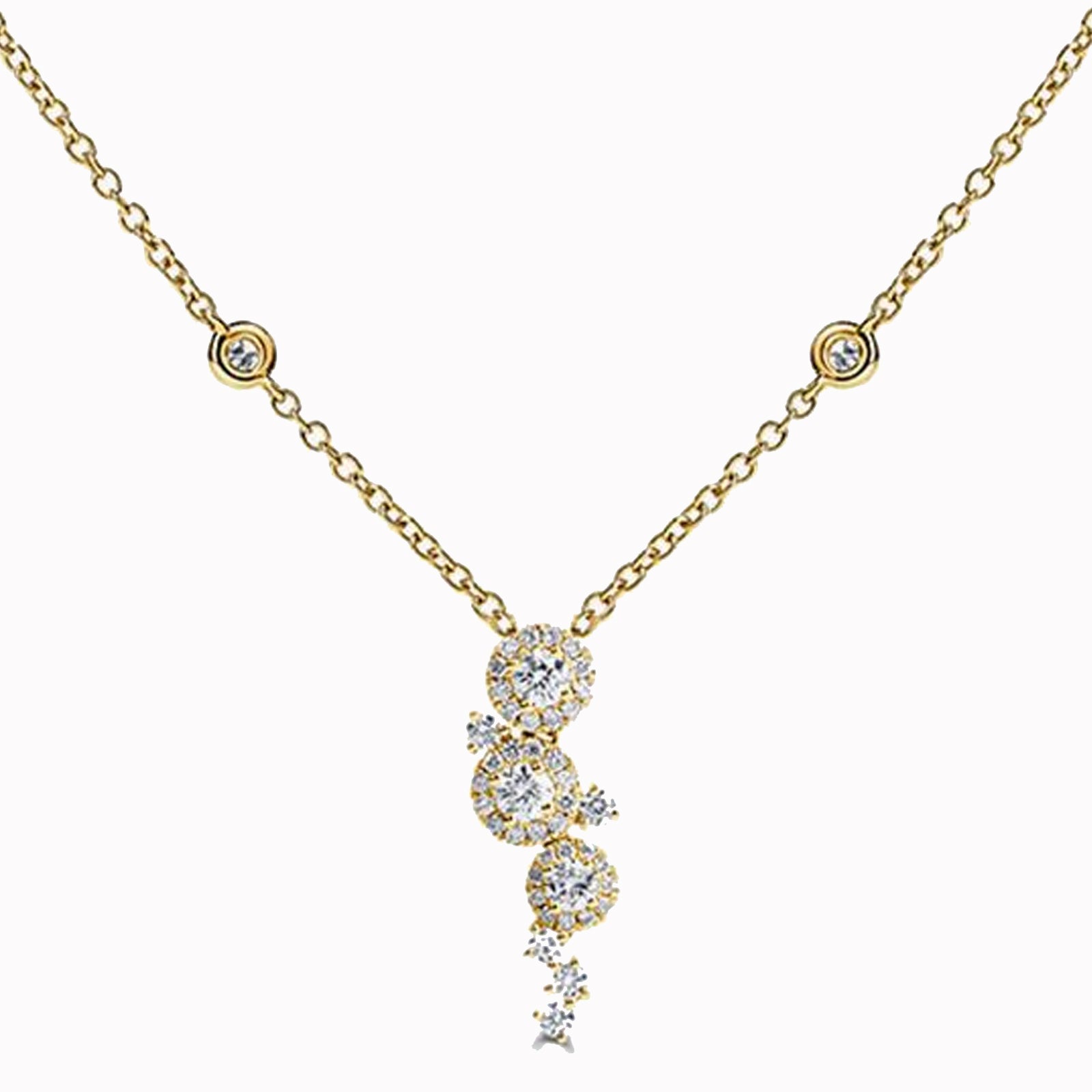 18CT YELLOW GOLD DIAMOND 0.58CT HALO CLUSTER PENDANT