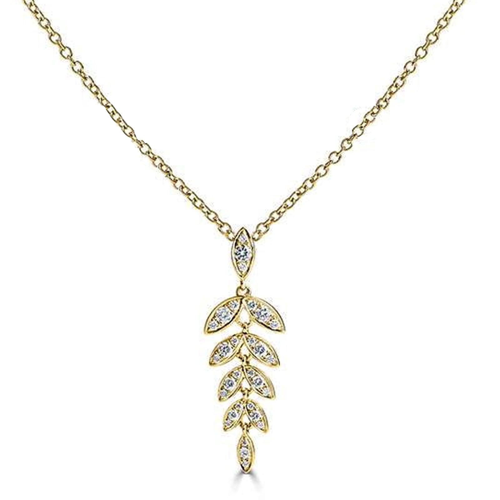 18CT YELLOW GOLD DIAMOND SET 0.42CT  BARLEYCORN PENDANT