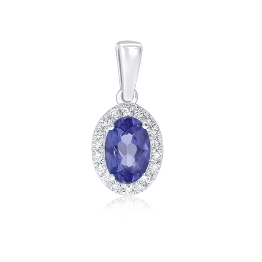 9W OVAL TANZANITE/DIAMOND CLUSTER PENDANT