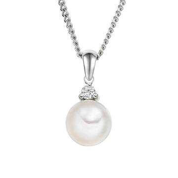 9W 0.04CT DIAMOND & PEARL PENDANT