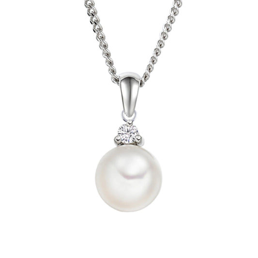 9W 0.04CT DIAMOND & PEARL PENDANT