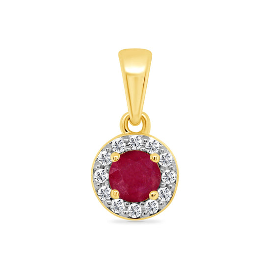 9Y ROUND RUBY & DIAMOND CLUSTER PENDANT