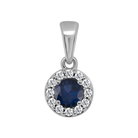 9W SAPPHIRE/DIAMOND ROUND CLUSTER PENDANT