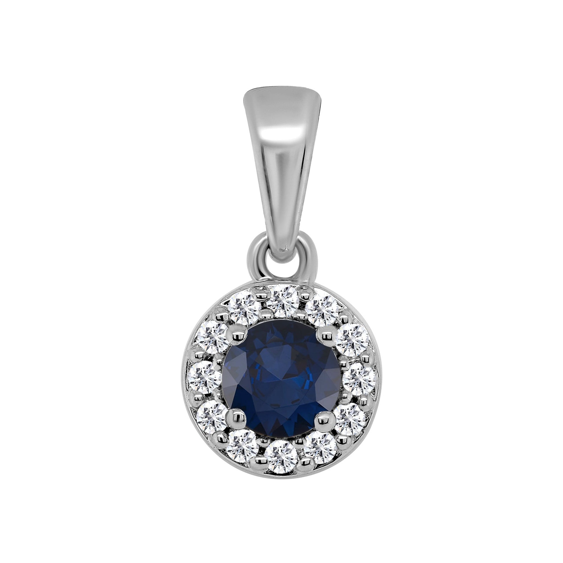 9W SAPPHIRE/DIAMOND ROUND CLUSTER PENDANT