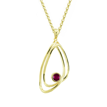 9Y RUBY DOUBLE OPEN TRIANGLE PENDANT