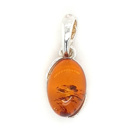 SIL OVAL AMBER PENDANT