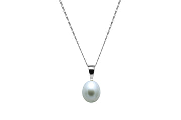 SIL GREY TEARDROP 7.5-8MM CULTURED PEARL PENDANT