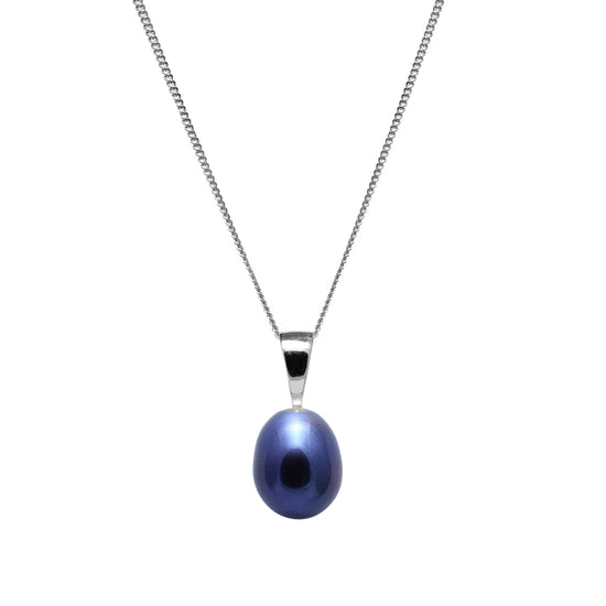 SIL BLACK TEARDROP 7.5-8MM CULTURED PEARL PENDANT