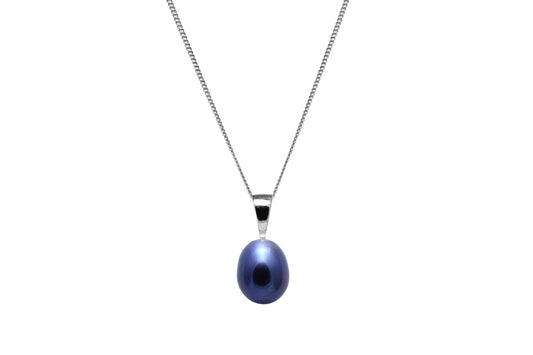 SIL BLACK TEARDROP 7.5-8MM CULTURED PEARL PENDANT