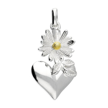 STERLING SILVER & GOLD PLATED DAISY HEART PENDANT