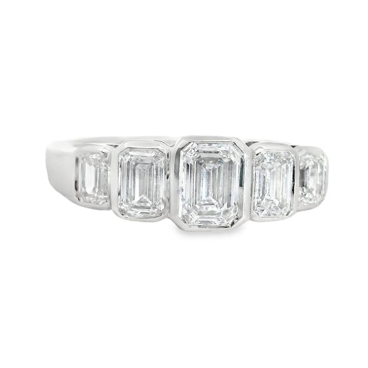 Platinum Emerald Cut Diamond Five Stone Ring