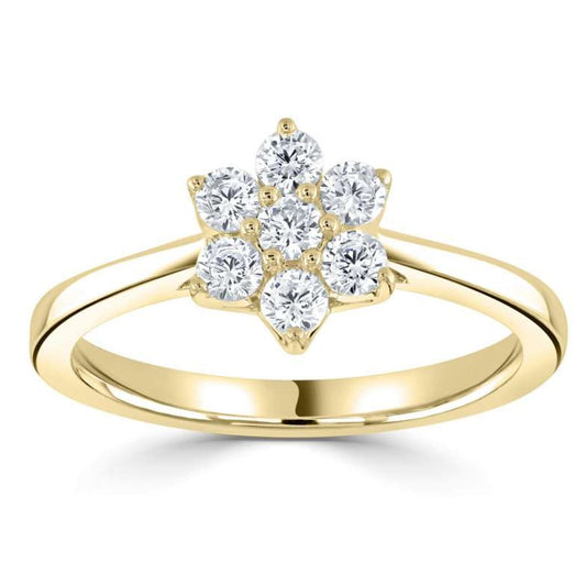 18Y 0.79CT DIAMOND GVS FLORAL CLUSTER RING