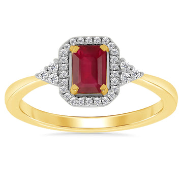 9Y RECTANGLE RUBY/DIAMOND CLUSTER