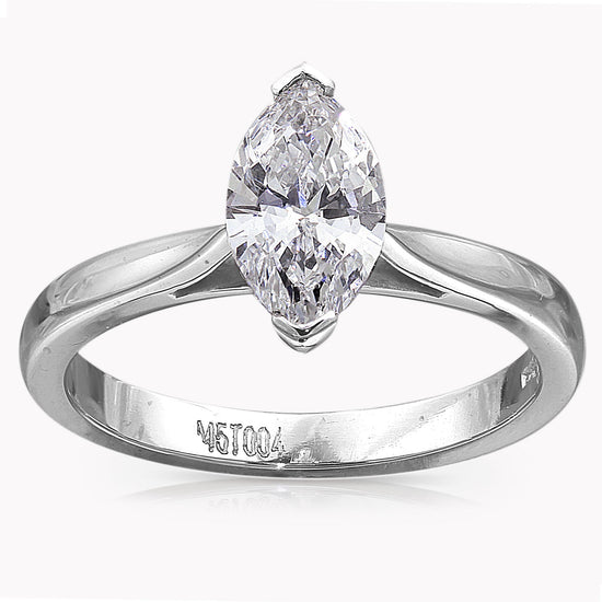 PLT DIAMOND 0.70CT FSI1 CERT MARQUSIE CUT SOLITAIRE RING