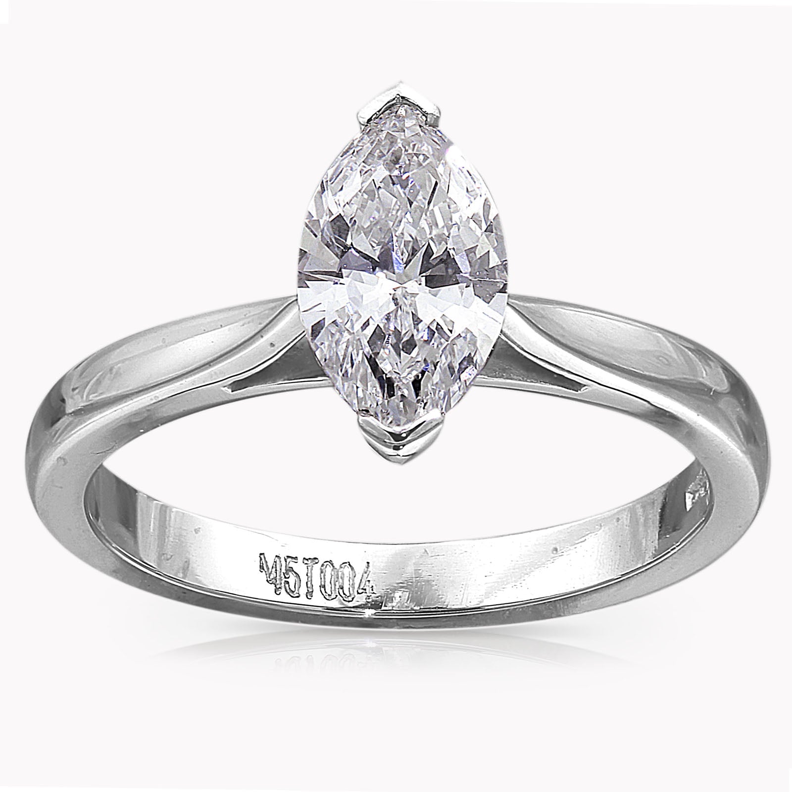 PLT DIAMOND 0.70CT FSI1 CERT MARQUSIE CUT SOLITAIRE RING