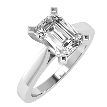 PLT DIAMOND 1.65CT GSI1 EMERALD CUT 4 CLAW SOLITAIRE RING