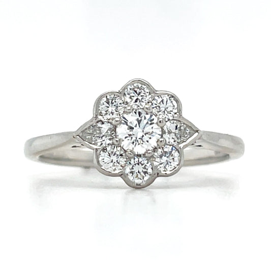 PLAT 0.53CT FGVS DIAMOND CLUSTER RING