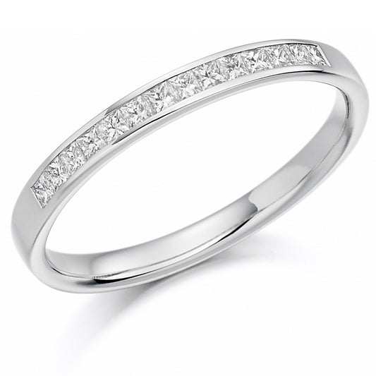 PLT DIAMOND 0.20CT F/GVS PRINCESS CUT CHANNEL SET ETERNITY RING