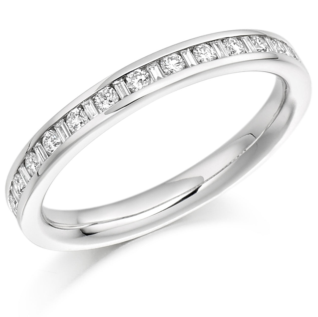 PLT DIAMOND 0.30CT ROUND & BAGUETTE CUT CHANNEL SET ETERNITY RING