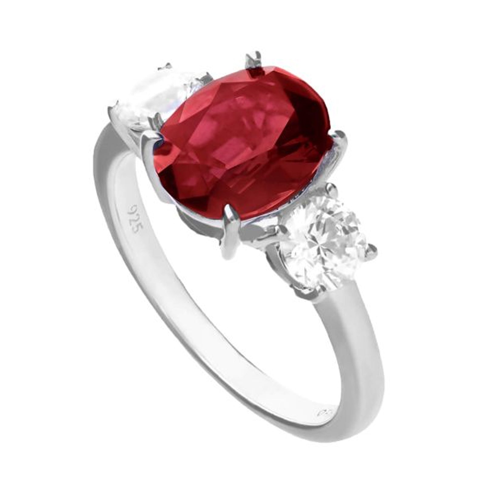 DF RED/WHITE CZ 3 STONE RING