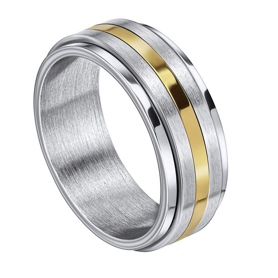 Fred Bennett S/S Gp Stripe Spinner Ring | WR Bullen Norwich Jeweller | Buy UK Jewellery Online | Est. 1887