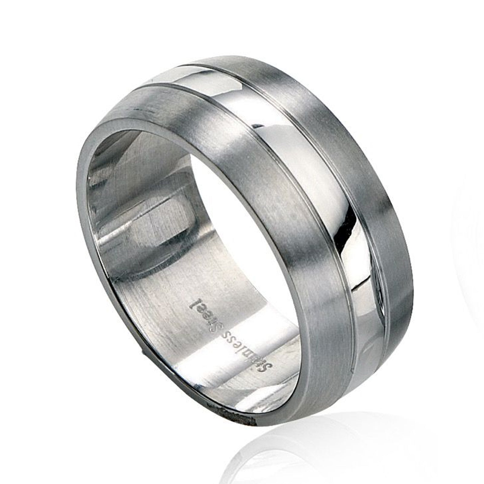 Fred Bennett Stainless Steel Brushed & Polished Band Ring | WR Bullen Norwich Jeweller | Buy UK Jewellery Online | Est. 1887