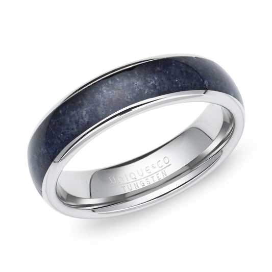 Tungsten With Lapis Inlay 6mm Ring | WR Bullen Norwich Jeweller | Buy UK Jewellery Online | Est. 1887