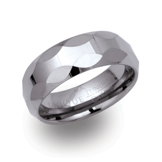 Tungsten 8mm Faceted Ring | WR Bullen Norwich Jeweller | Buy UK Jewellery Online | Est. 1887