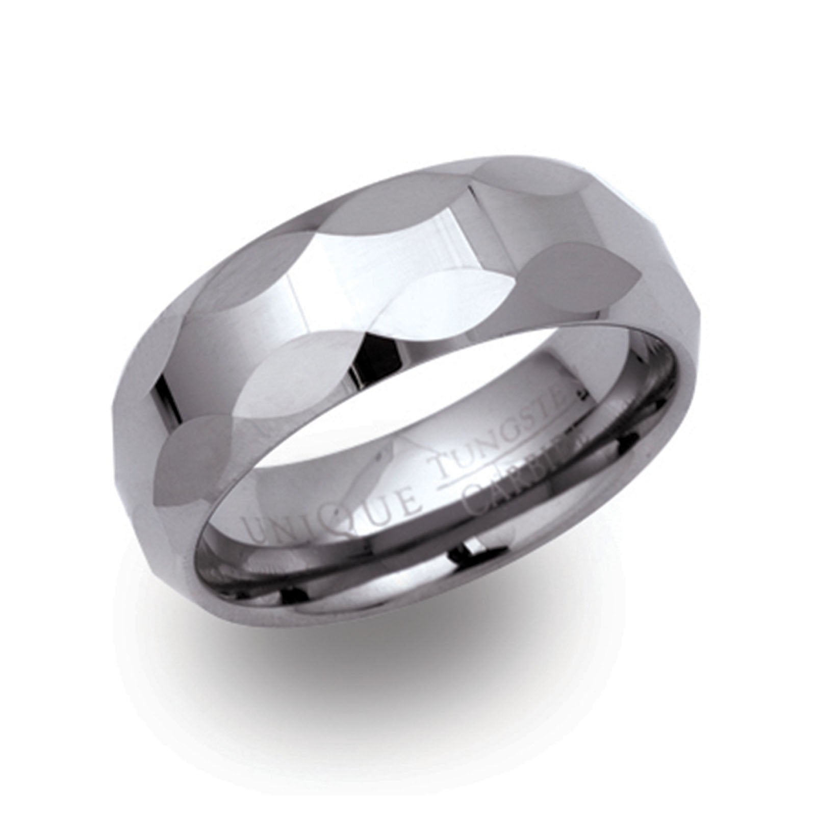 Tungsten 8mm Faceted Ring | WR Bullen Norwich Jeweller | Buy UK Jewellery Online | Est. 1887