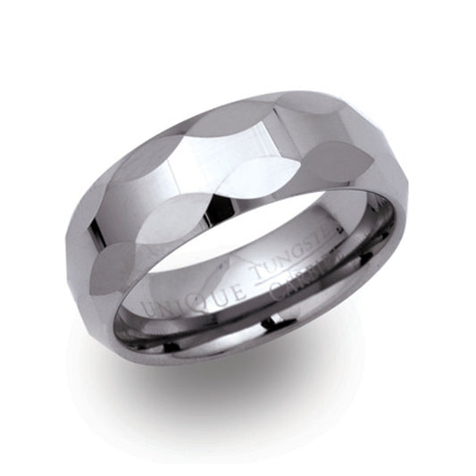 Tungsten 8mm Faceted Ring | WR Bullen Norwich Jeweller | Buy UK Jewellery Online | Est. 1887