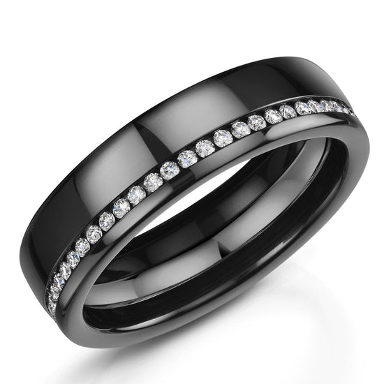 6mm Zirconium/Platinum 0.50ct Diamond | WR Bullen Norwich Jeweller | Buy UK Jewellery Online | Est. 1887
