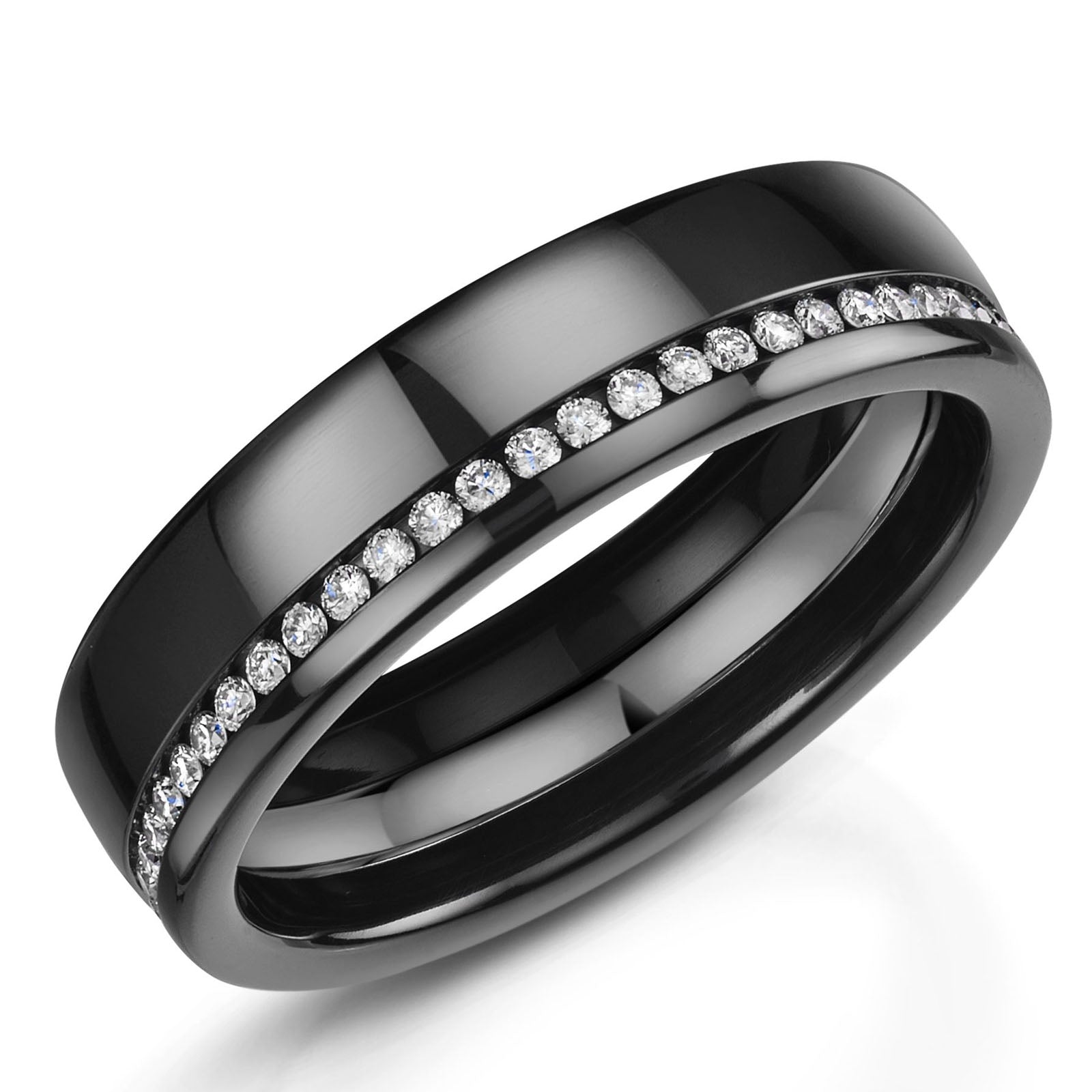 6mm Zirconium/Platinum 0.50ct Diamond | WR Bullen Norwich Jeweller | Buy UK Jewellery Online | Est. 1887