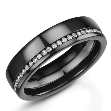 6mm Zirconium/Platinum 0.50ct Diamond | WR Bullen Norwich Jeweller | Buy UK Jewellery Online | Est. 1887