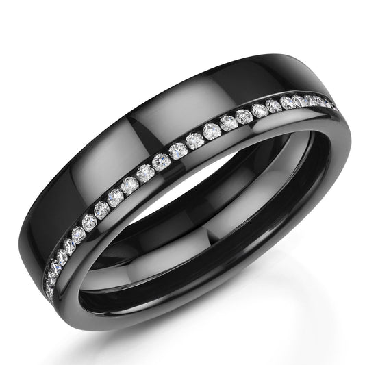 6mm Zirconium/Platinum 0.50ct Diamond | WR Bullen Norwich Jeweller | Buy UK Jewellery Online | Est. 1887