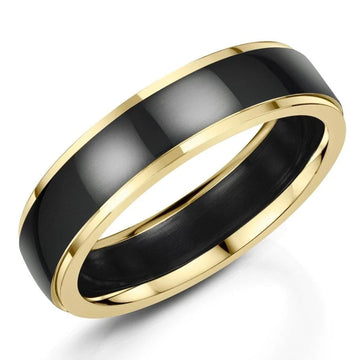 5.5mm Zirconium/18ct Yellow Gold Edges Matt | WR Bullen Norwich Jeweller | Buy UK Jewellery Online | Est. 1887