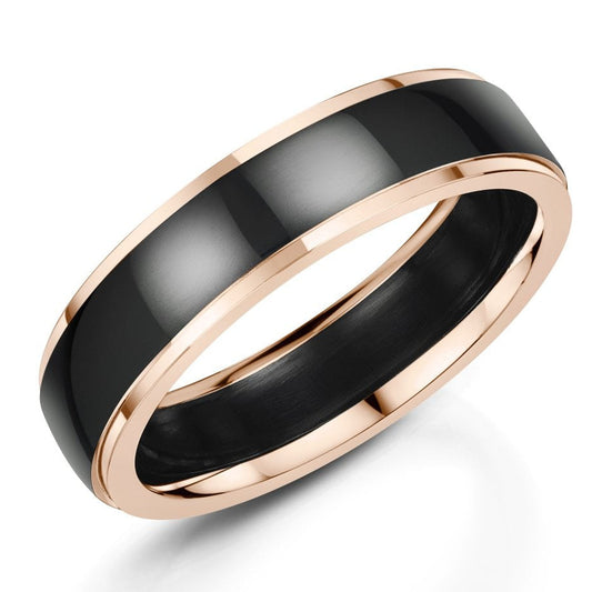 5.5mm Zirconium/18ct Rose Gold Edges Matt | WR Bullen Norwich Jeweller | Buy UK Jewellery Online | Est. 1887