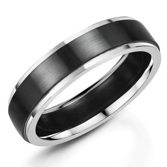 5.5mm Zirconium/Platinum Edges Matt | WR Bullen Norwich Jeweller | Buy UK Jewellery Online | Est. 1887
