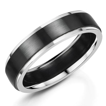 5.5mm Zirconium/Platinum Edges Matt | WR Bullen Norwich Jeweller | Buy UK Jewellery Online | Est. 1887