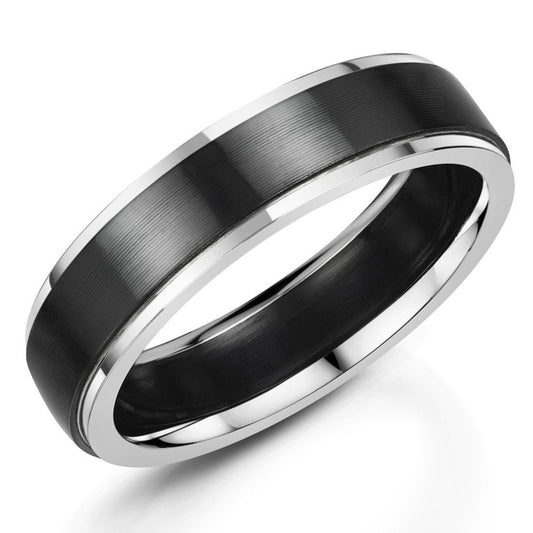 5.5mm Zirconium/Platinum Edges Matt | WR Bullen Norwich Jeweller | Buy UK Jewellery Online | Est. 1887