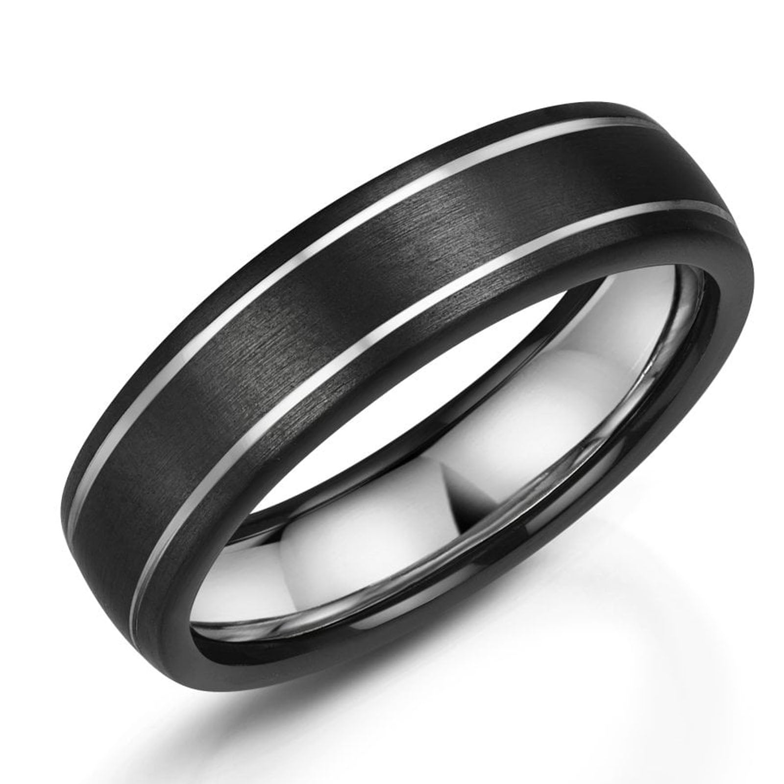 6mm Zirconium/Silver Matt Finish Ring | WR Bullen Norwich Jeweller | Buy UK Jewellery Online | Est. 1887