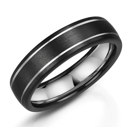 6mm Zirconium/Silver Matt Finish Ring | WR Bullen Norwich Jeweller | Buy UK Jewellery Online | Est. 1887