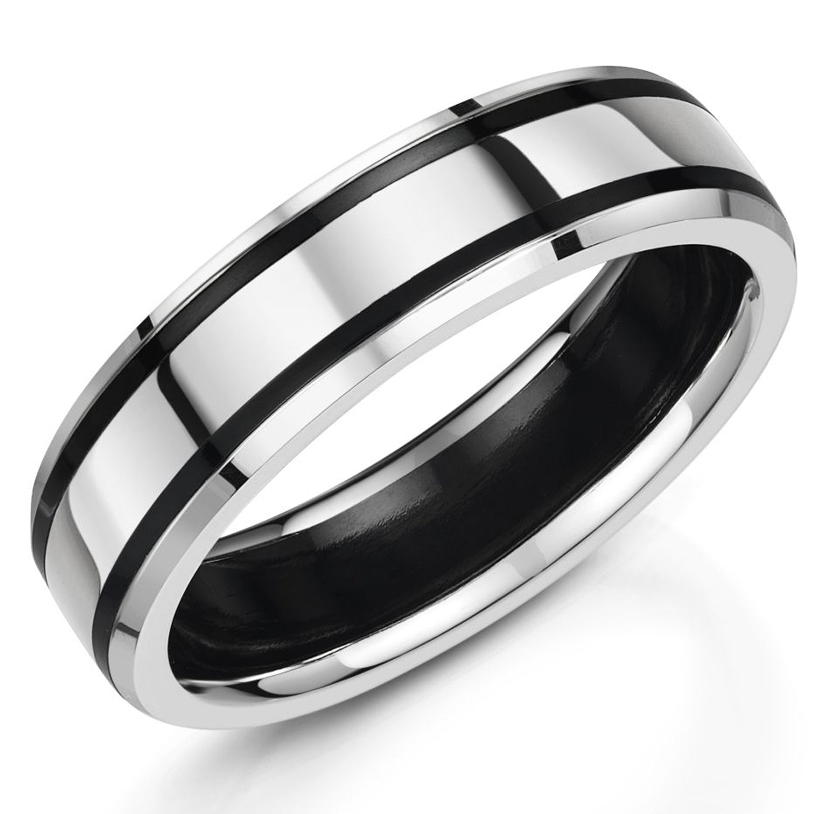 7mm Silver/Zirconium Ring | WR Bullen Norwich Jeweller | Buy UK Jewellery Online | Est. 1887
