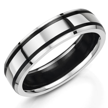 7mm Silver/Zirconium Ring | WR Bullen Norwich Jeweller | Buy UK Jewellery Online | Est. 1887